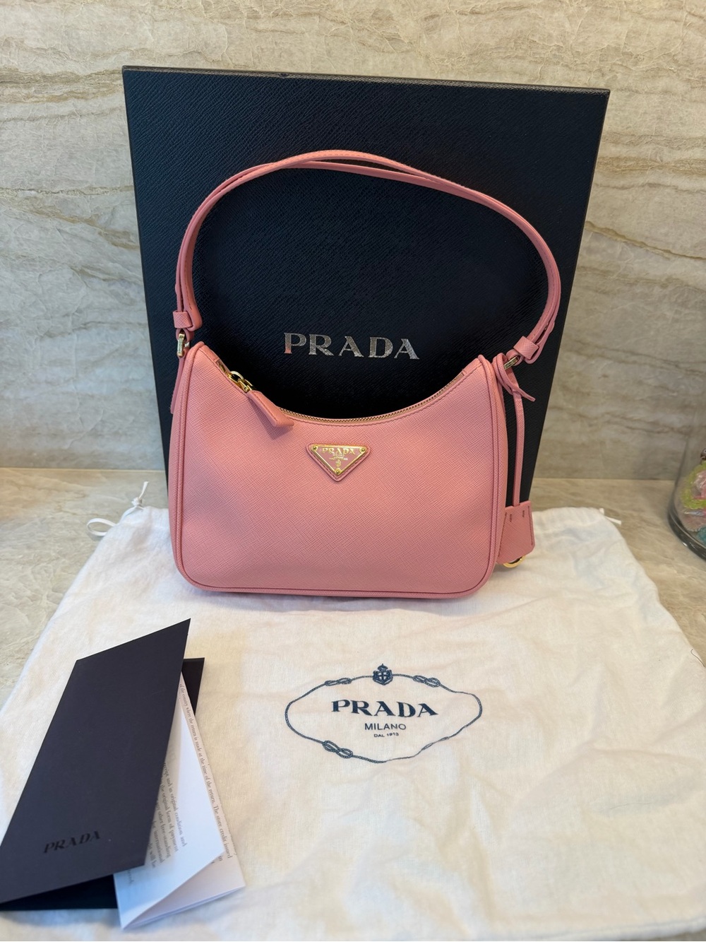 Prada Reedition Pink Saffiano convertible Shoulder Bag